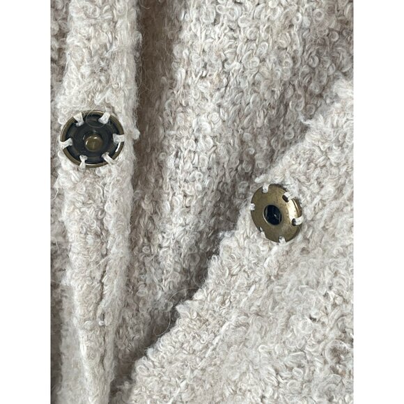 Free People Boucle Cadi Sweater Alpaca Grandpa Cardigan Grunge Boho Sz M Pockets - Picture 5 of 8